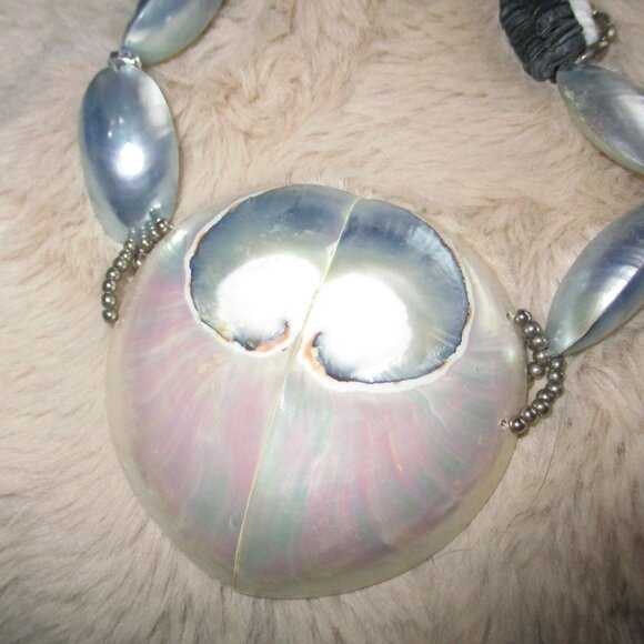 Mother of Pearl and Braided Puka Shell Necklace - Picture 4 of 5